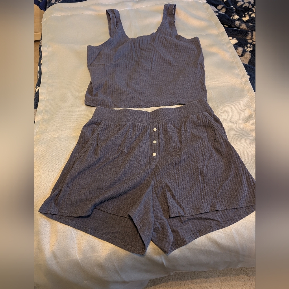 Gray Sleeveless Top and Shorts Set